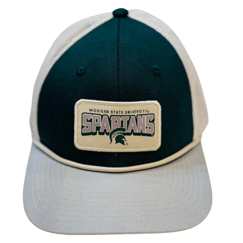 Captivating Michigan State Spartans Trucker Hat Patch Rope Green Cream Mens OSFM